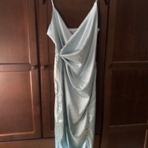 AREA STARS Front Slit Long Cocktail Dress  Light Blue  M